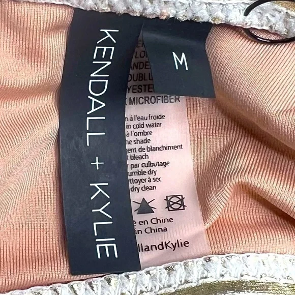 KENDALL & KYLIE Turtle Neck One-Piece Women's Light Foil Gold Swimsuit - Picture 8 of 8